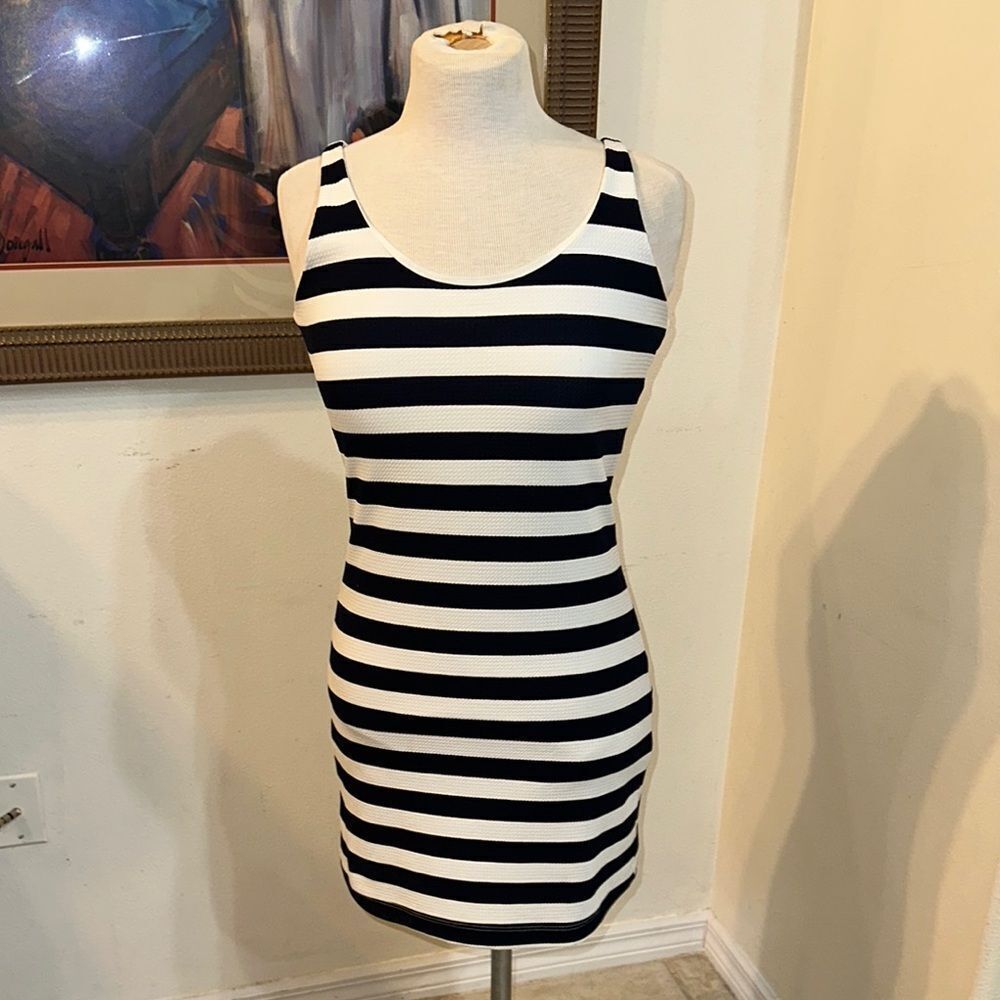 Lucy Love Navy/White Mini Bodycon Dress Size Medium